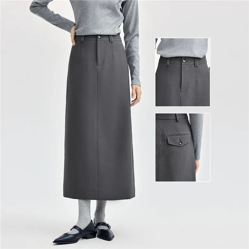 UNIQLO Casual Long Skirts Women's Dark Gray-3