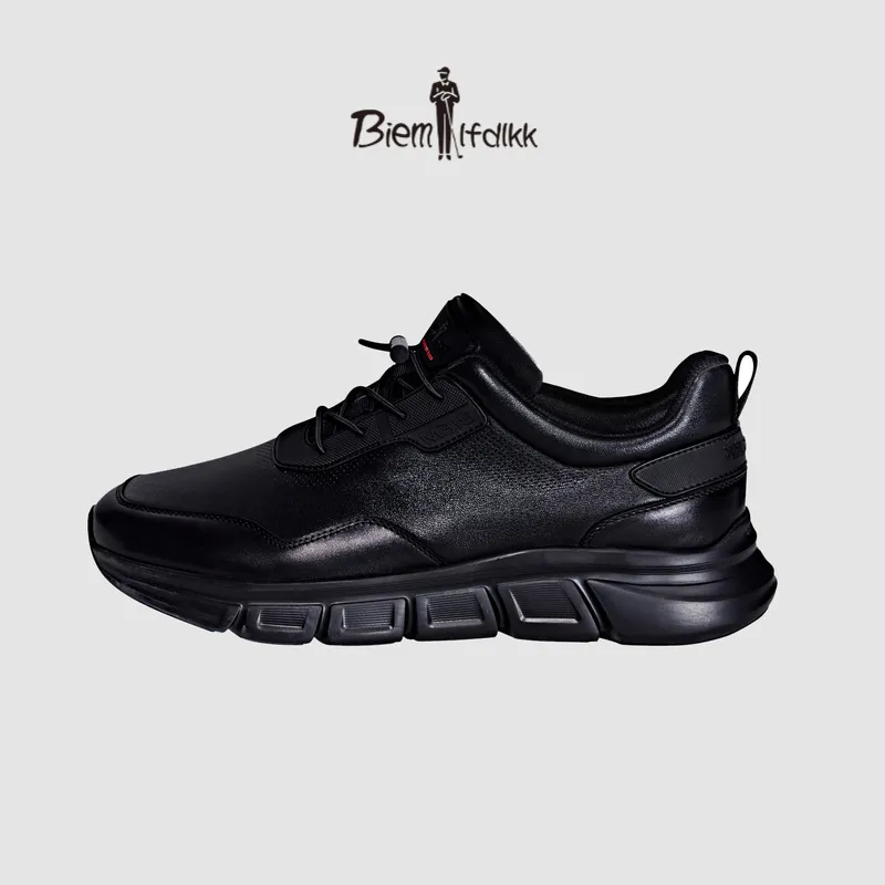 Biyin Leufen Non slip Lightweight Low Top Casual Shoes Men's Black-5