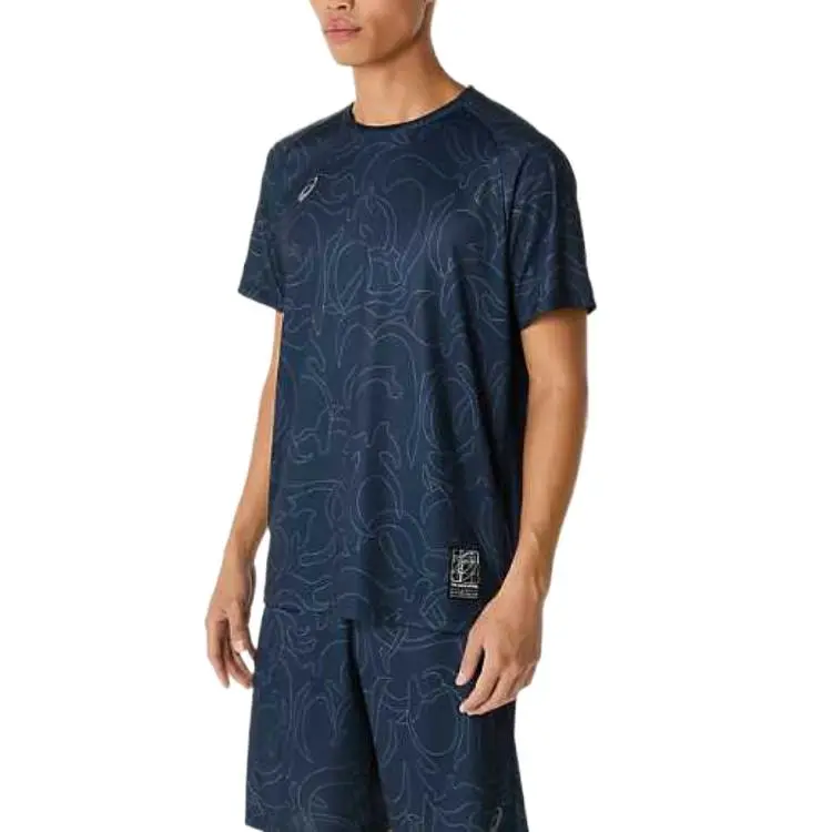 Asics T Shirts Men Blue Black-2