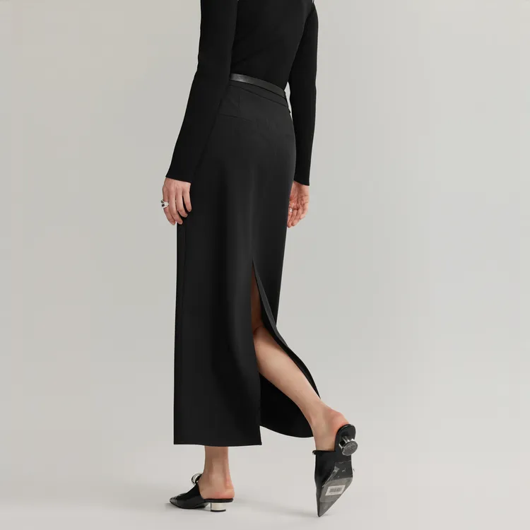 ELLE Casual Long Skirt Women's Black-4