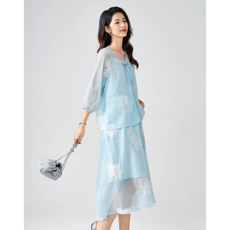 Love Elaine Skirt Set Women's Blue-5