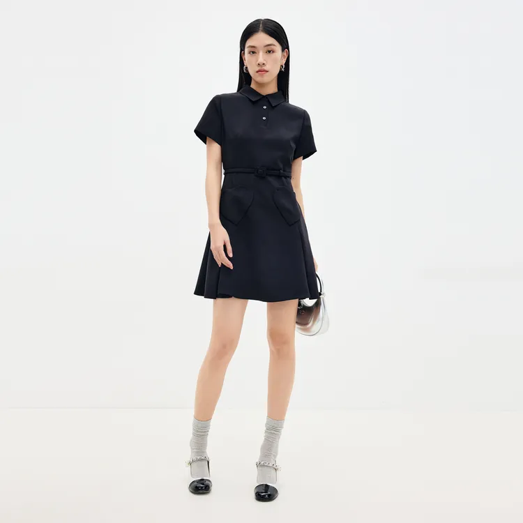 SHUIYUNJIAN Short Sleeved Dress Women's Black-4