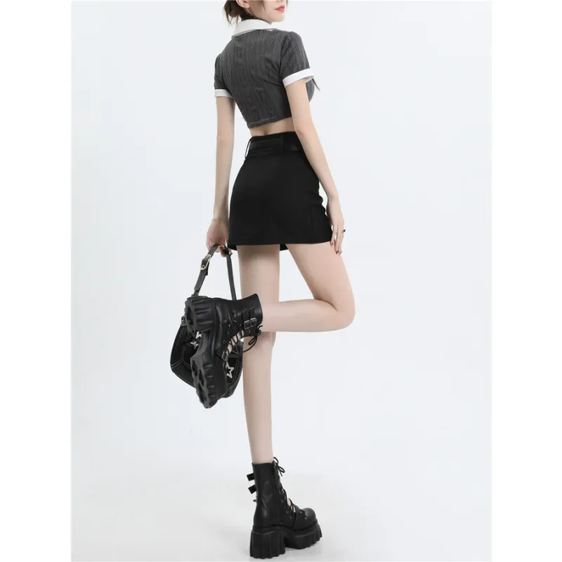 ZAVK Casual Short Skirts Women's Ink Black-3