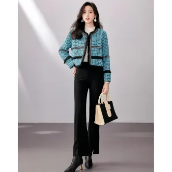 Like The Age Of Water Fall, Winter Velvet feel Coat Straight Women's Blue
