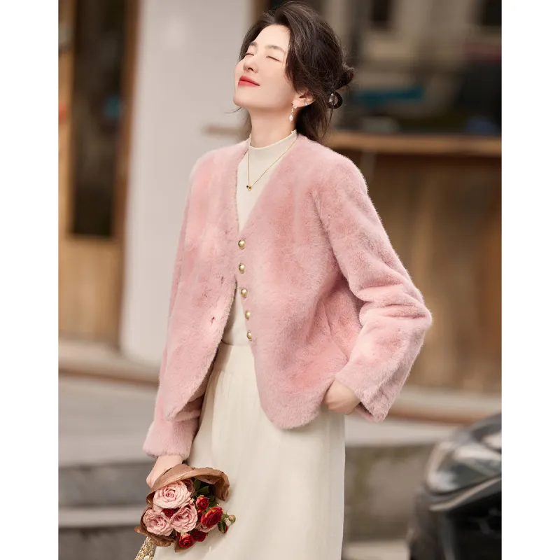 Like The Age Of Water Velvet feel Coat Women's Pink-4