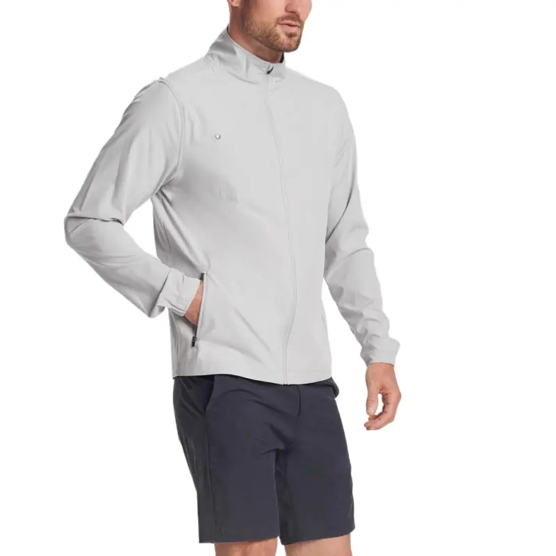 Vuori Jacket Men's Silver Gray Linen Texture-3