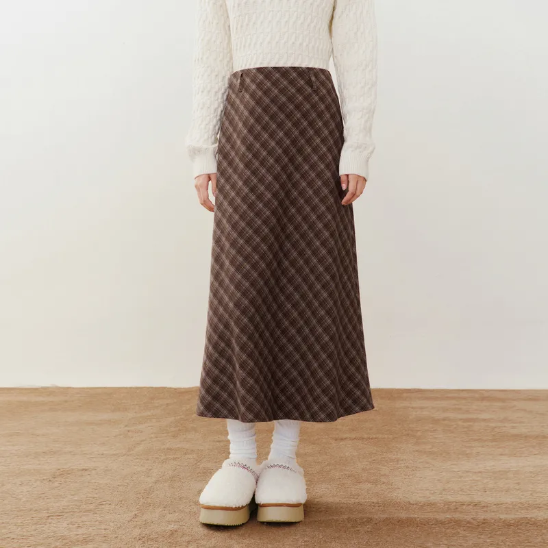 LEDIN Casual Long Skirt Women's Latte Umber-2