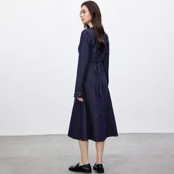 SENTUBILA Long Sleeved Dresses Women's Azure Blue