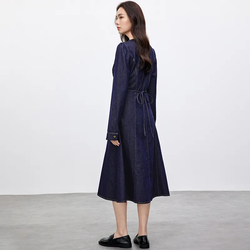 SENTUBILA Long Sleeved Dresses Women's Azure Blue-0