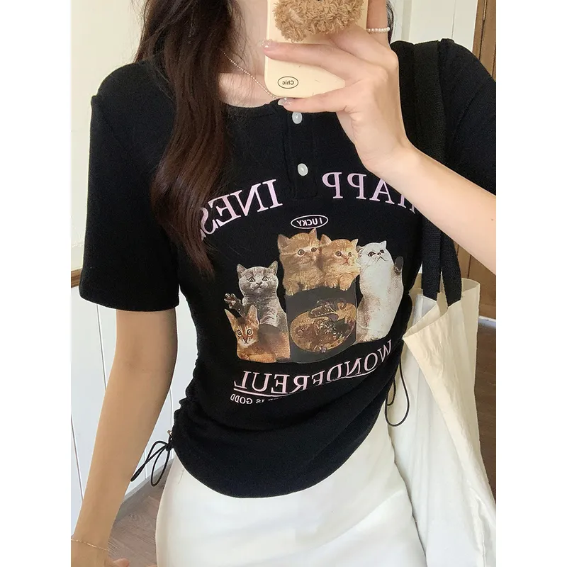 XIANSINIAO Set in Sleeve T Shirt Women's-2