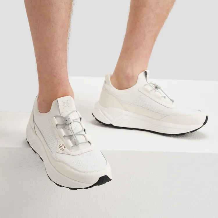 DESCENTE Dualis Knit Anti Slip Wear Resistant Low Top Casual Shoes Men's White-4