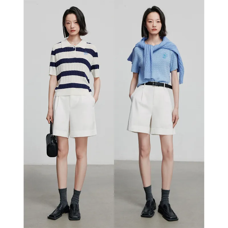 Initial Language Casual Shorts Women's-3