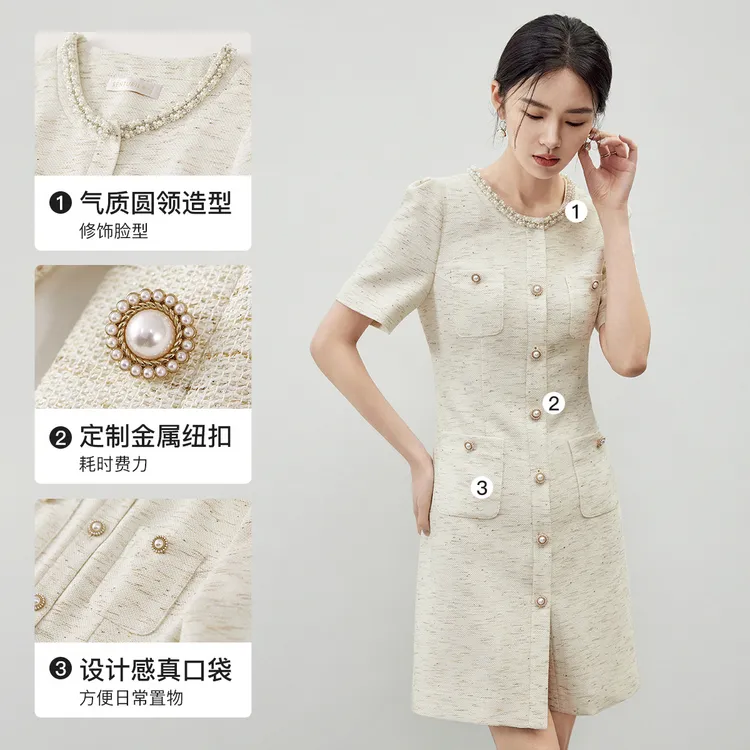 SENTUBILA Short Sleeved Dresses Women's Pearl White-7