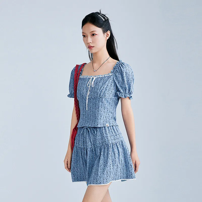 LEDIN Chiffon Shirt Women's Ice Bay Blue-4