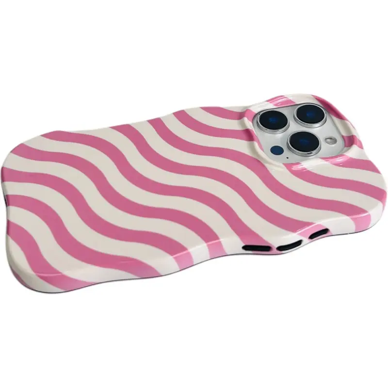 Sopi Acrylic Material Wave Edge Irregular Stripes Phone Cases Compatible With IPhone 16/15 Pro Max/Apple 13/14 Pro/Max-11