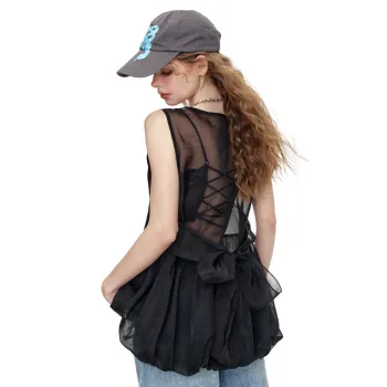 ELF SACK Chiffon Shirt Women's Black