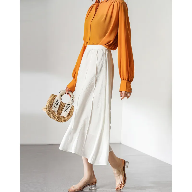 Love Elaine Casual Long Skirt Women's Ecru-1