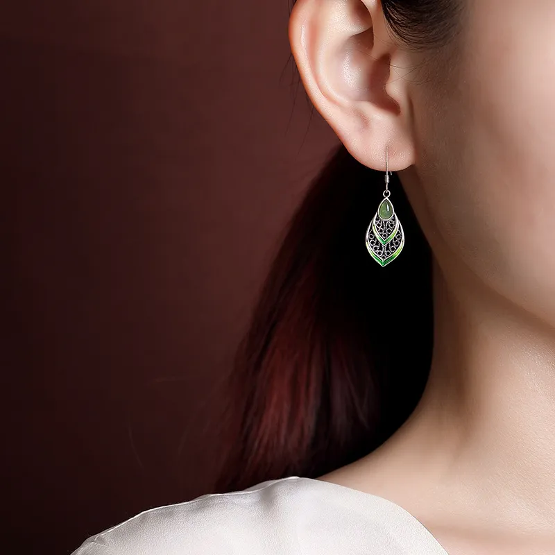 Royal Heaven's Choice Hetian Jade Earrings Jasper Unisex-1