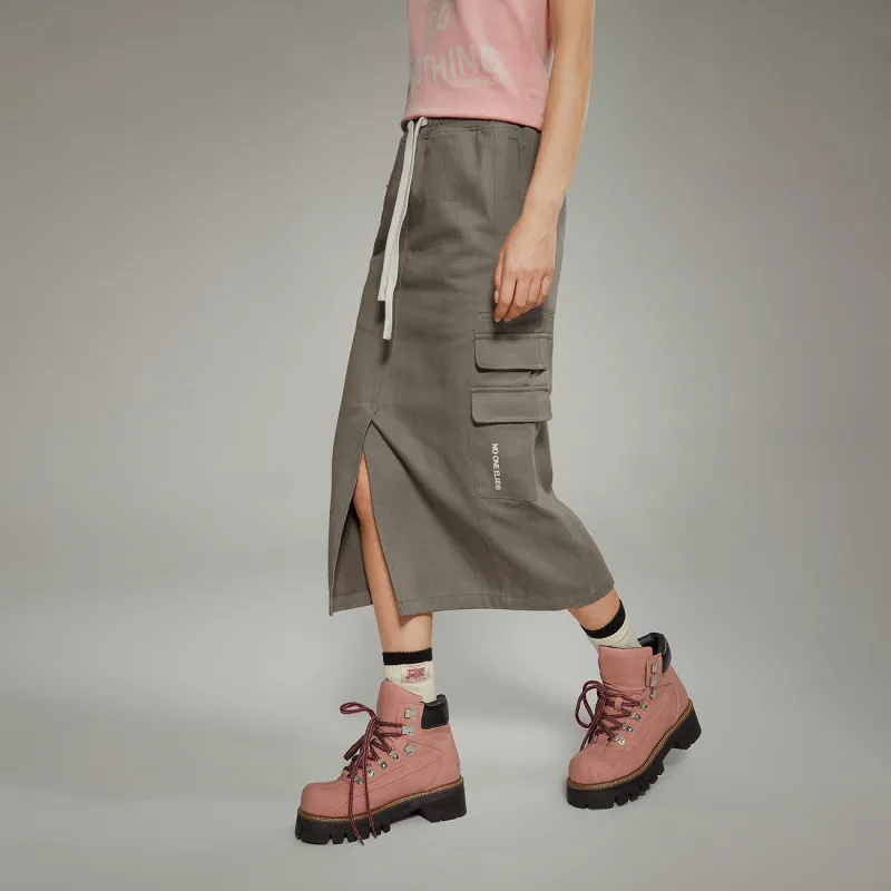 NO ONE ELSE Casual Long Skirts Women's Gray-3