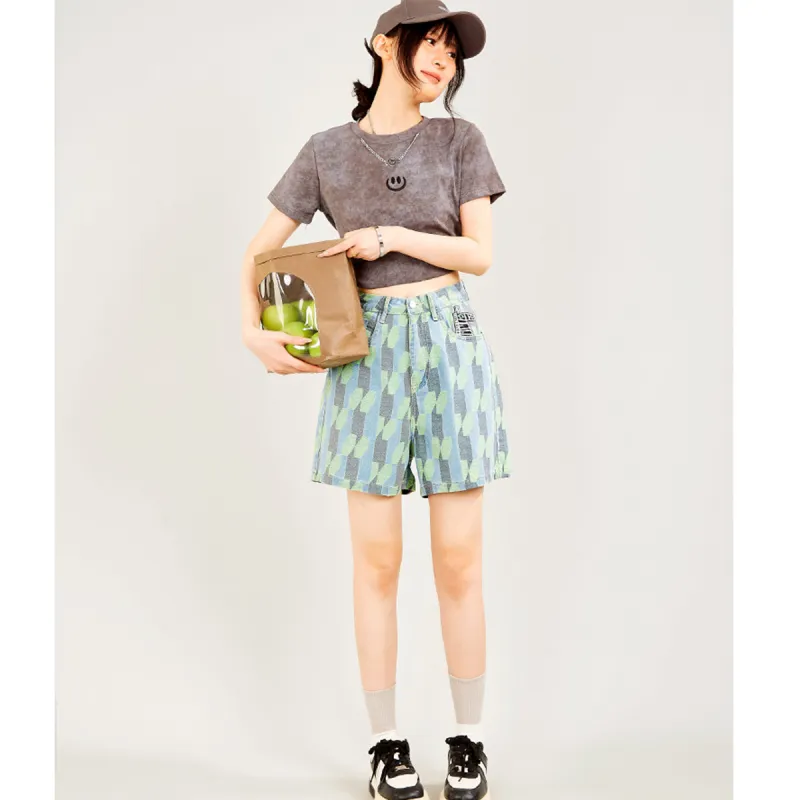 MUGUOGUOMU Denim Shorts Women's Denim Blue-2