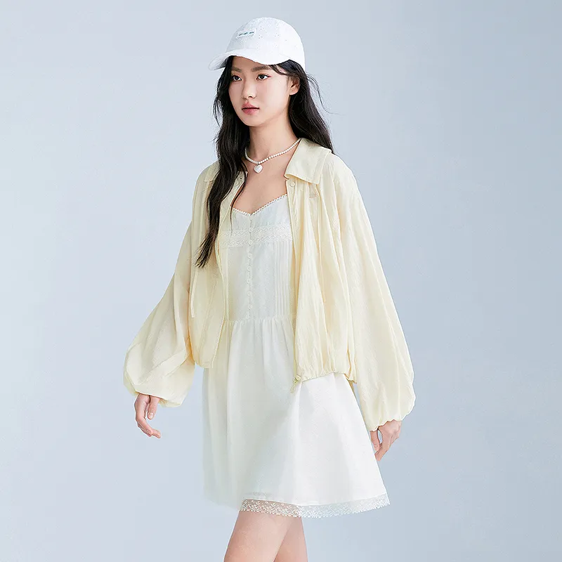 LEDIN Cropped Coat Women's Almond Oil Yellow-5