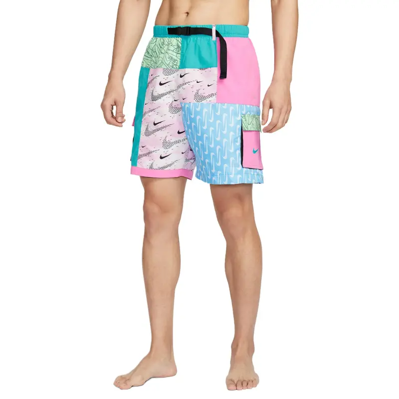 Nike Casual Shorts Men's Cactus Green/Playful Pink/Aqua Blue-2