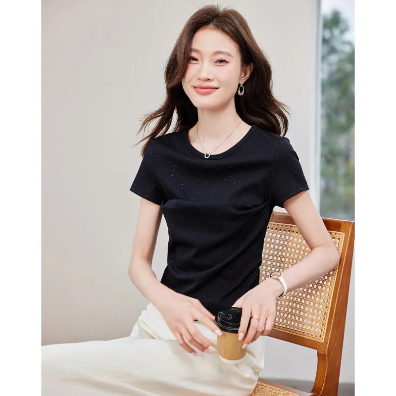 Love Elaine Set in Sleeve T Shirt Women's Cinched Waist-4