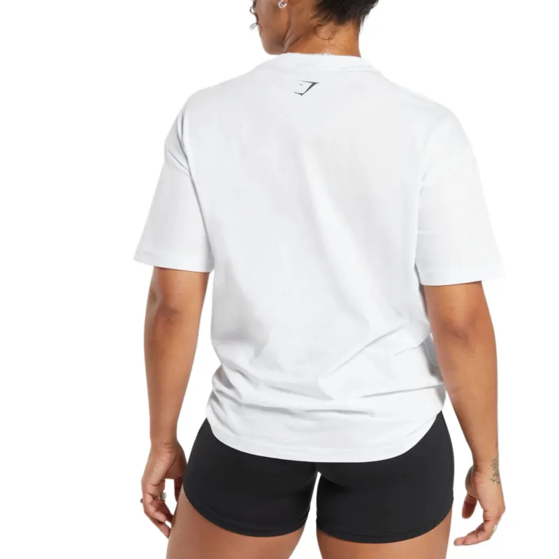 GYMSHARK Drop Shoulder Sleeve T Shirt Women's White-1