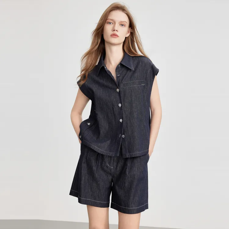 ELLE Shirts Women's Denim Blue-2