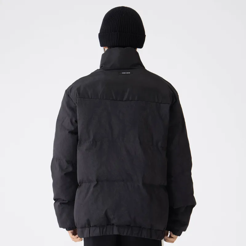 FORHUG Turtleneck Loose Fit Long Sleeved Puffer Jacket Unisex Black-4