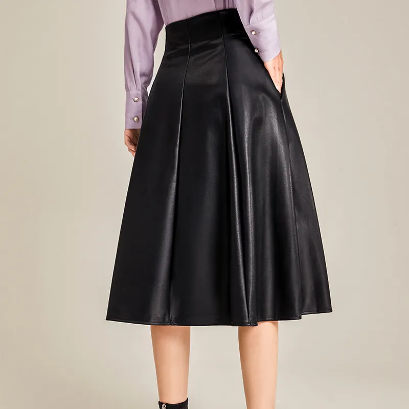 ELLE Leather Long Skirts Women's-9