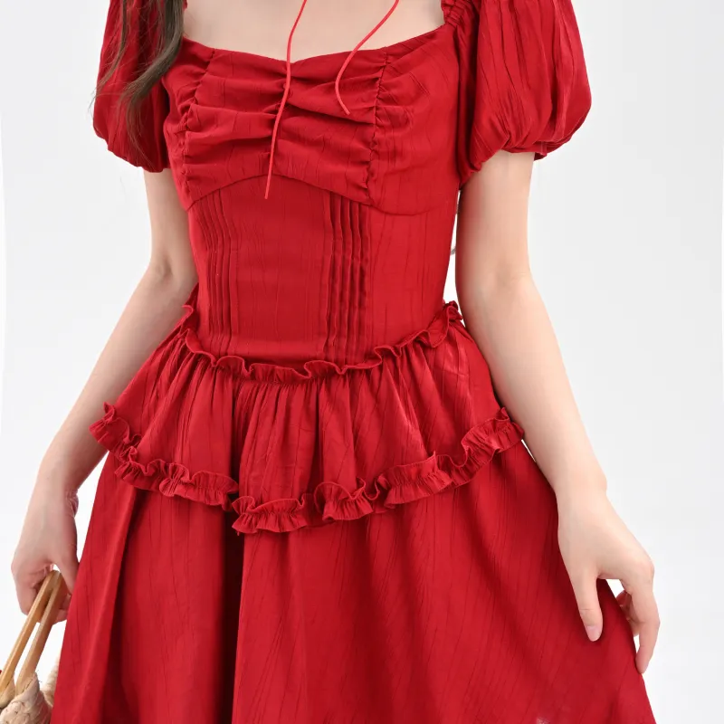 SNBL Short Sleeved Dress Women's Red-5