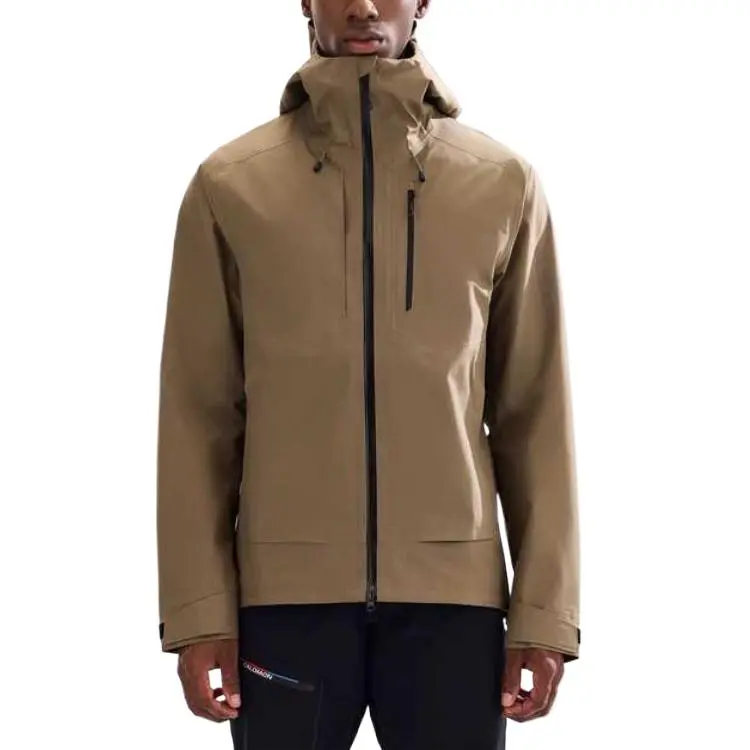 SALOMON FW/AW24 Water-Resistant Windproof Breathable Wear-Resistant Warm Windbreaker Jacket Men's Mushroom Brown-3