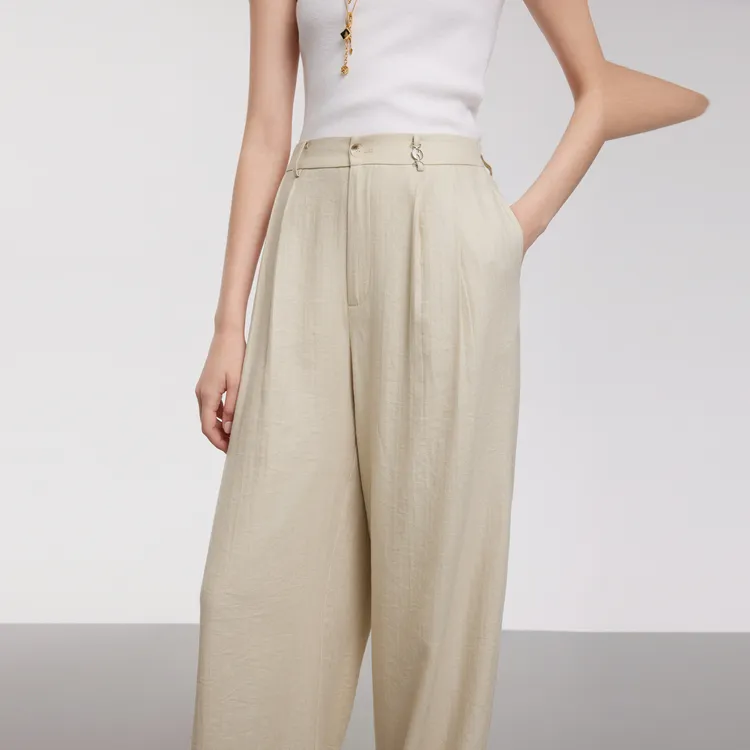 ELLE Casual Pants Women's Apricot-4