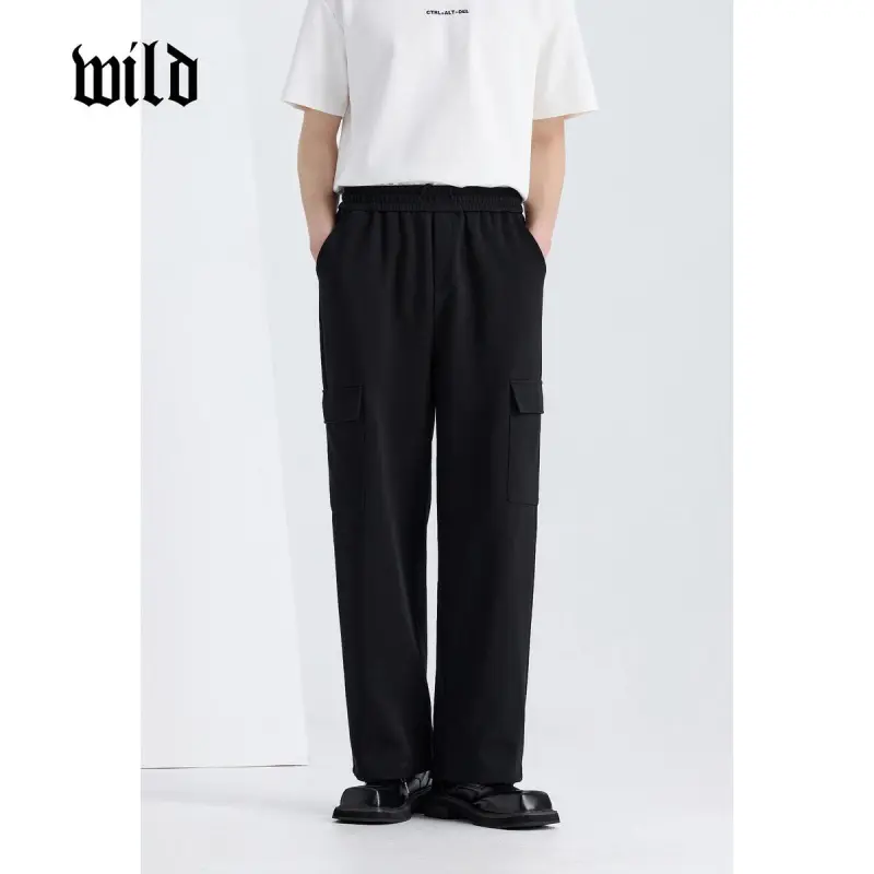 WILD LEADER Casual Pants Men Black[XXKW5138V66]-4