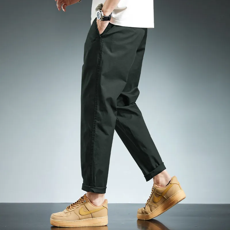 Tonlion Casual Pants Men Gray Green-1