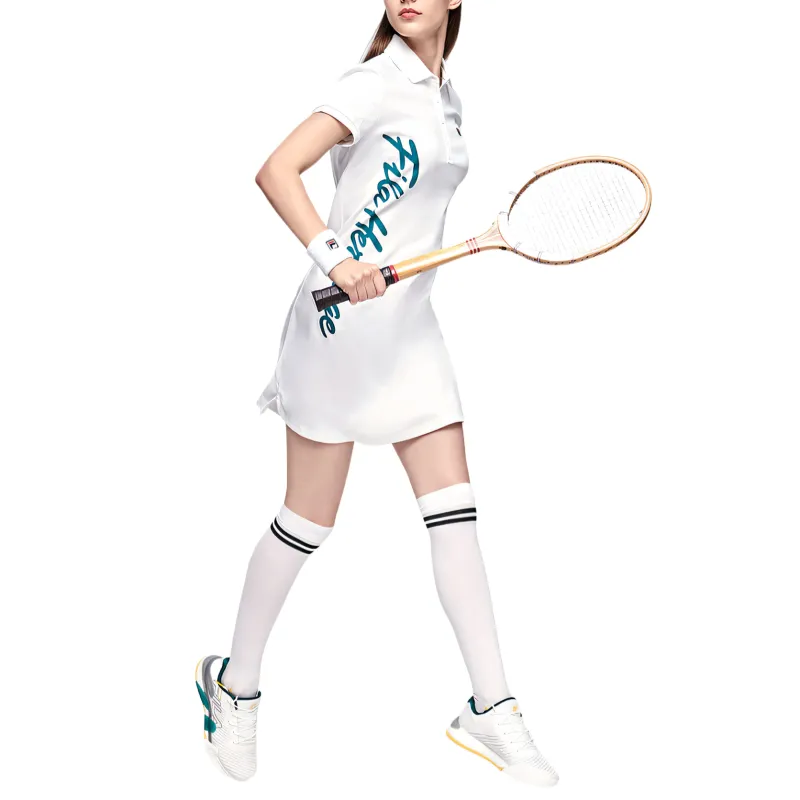 FILA TENNIS Short Sleeved Dress Women's Jade White-2