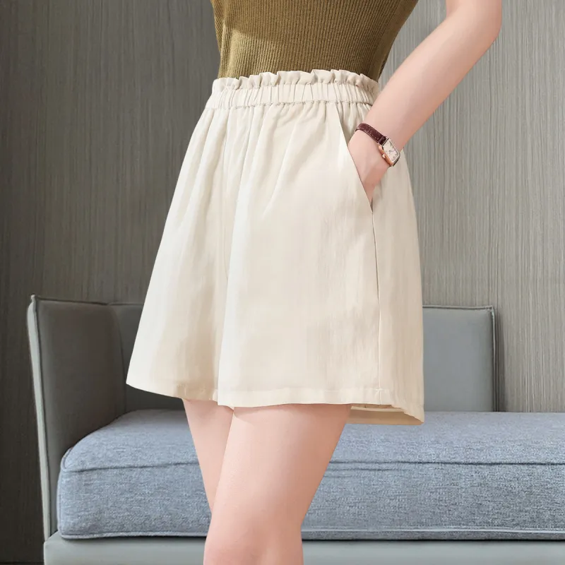 XINFEIYU Casual Shorts Women's Beige Apricot-2