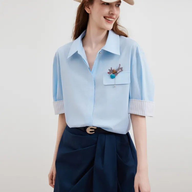 ELLE Fun Series Shirts Women's Blue-6
