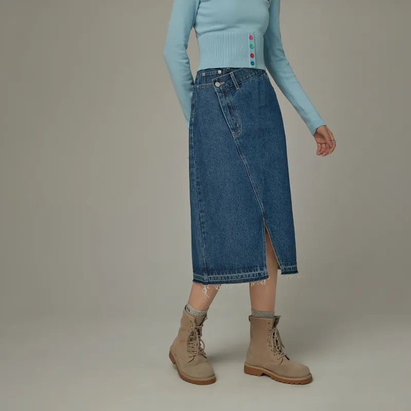 CHUU Casual Short Skirts Women's Denim Blue-3