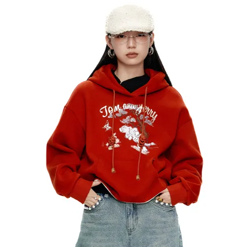 ELF SACK Sweatshirts Women's Tom And Jerry Tomato Red