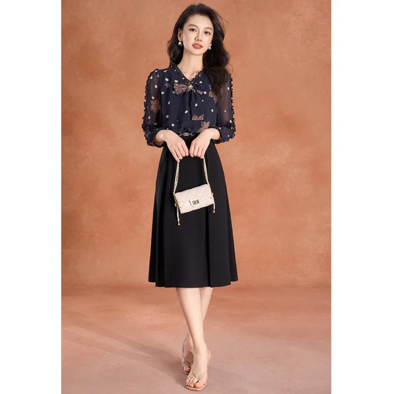 Mylan Long Sleeved Dress Cinched Waist Women's-2