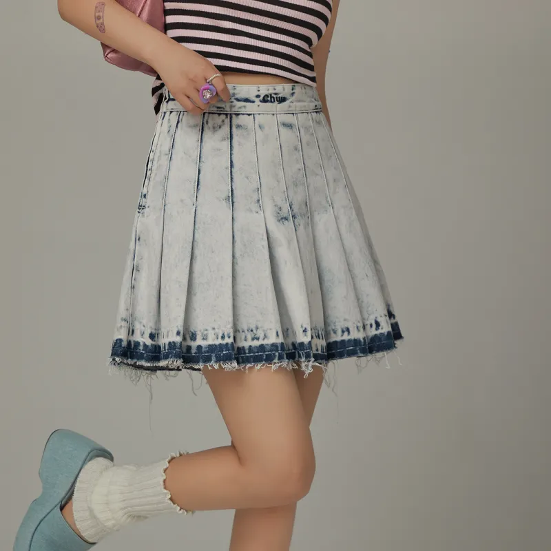 CHUU Casual Short Skirts Women's Light Denim Blue-2