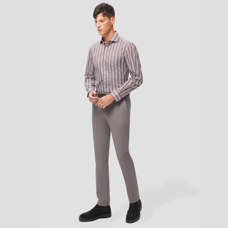 LANBAO Casual Pants Men's Beige Gray Plaid-2