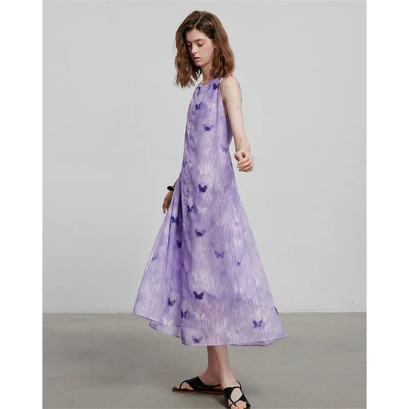 Initial Language Slip Dress Women's Light Purple-5