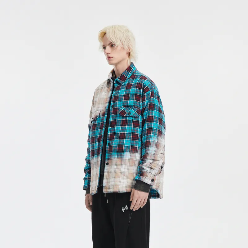 INXX Puffer Jackets Unisex Blue Black Plaid-3
