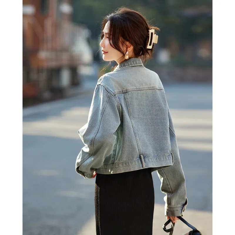 TERRE BLEUE Spring, Fall Denim Jacket Loose Fit Women's-6