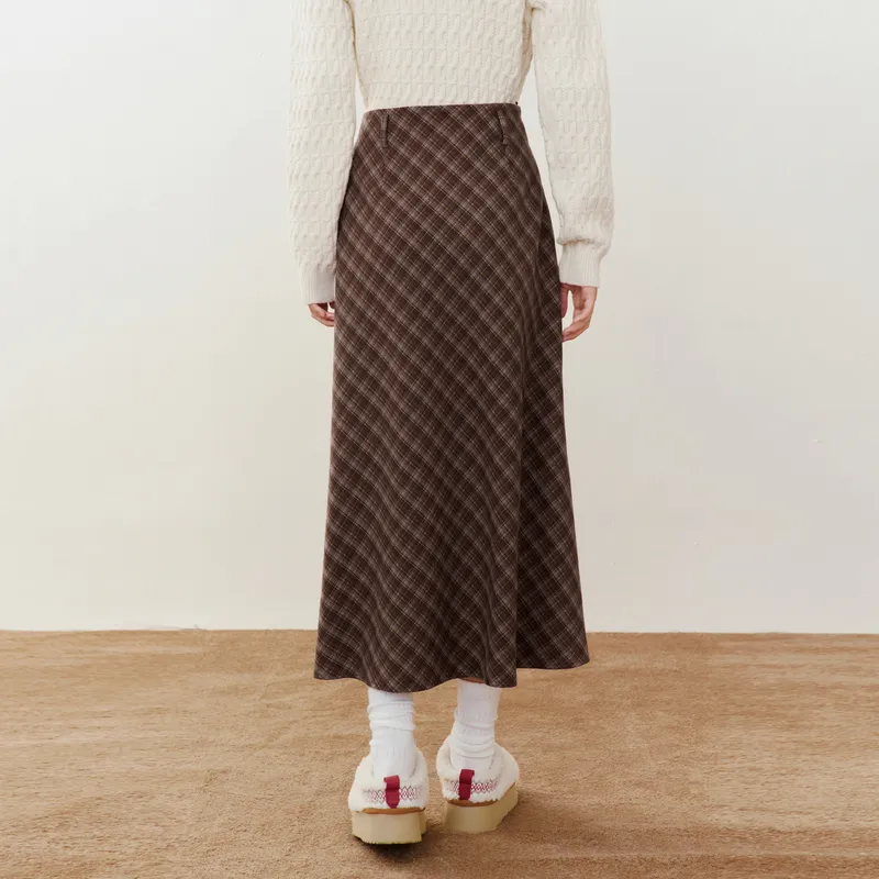 LEDIN Casual Long Skirt Women's Latte Umber-5