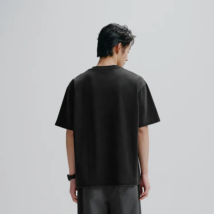 PEACEBIRD MEN T Shirts Men Black Batch 1 Loose Fit-3