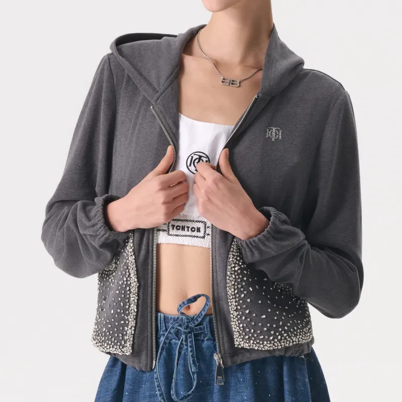TCH Cropped Coats Women's Dark Gray-3